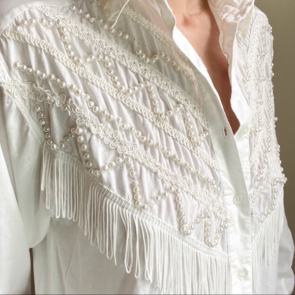 Vintage cotton fringe shirt - Picture 4 of 8
